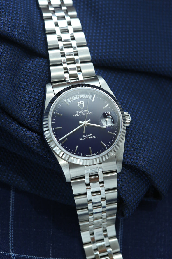 Tudor Prince Date-Day 76214 Rare Blue Dial Watch