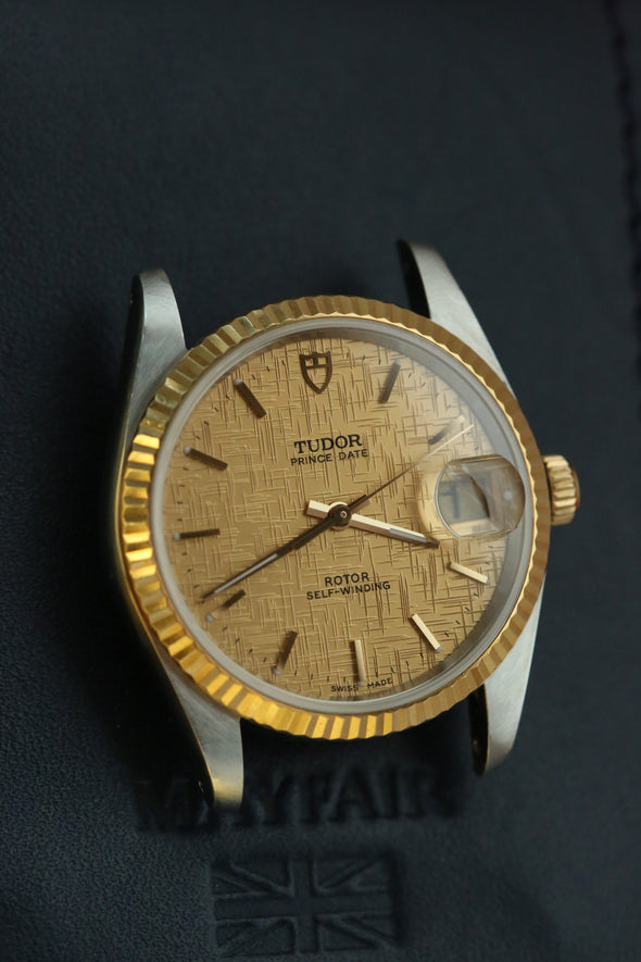 Tudor Prince Date 74033 Gold Linen Dial Watch