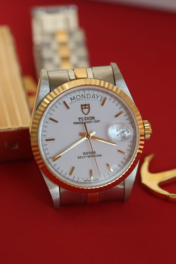Tudor Prince Date-Day 76213 White Dial NOS