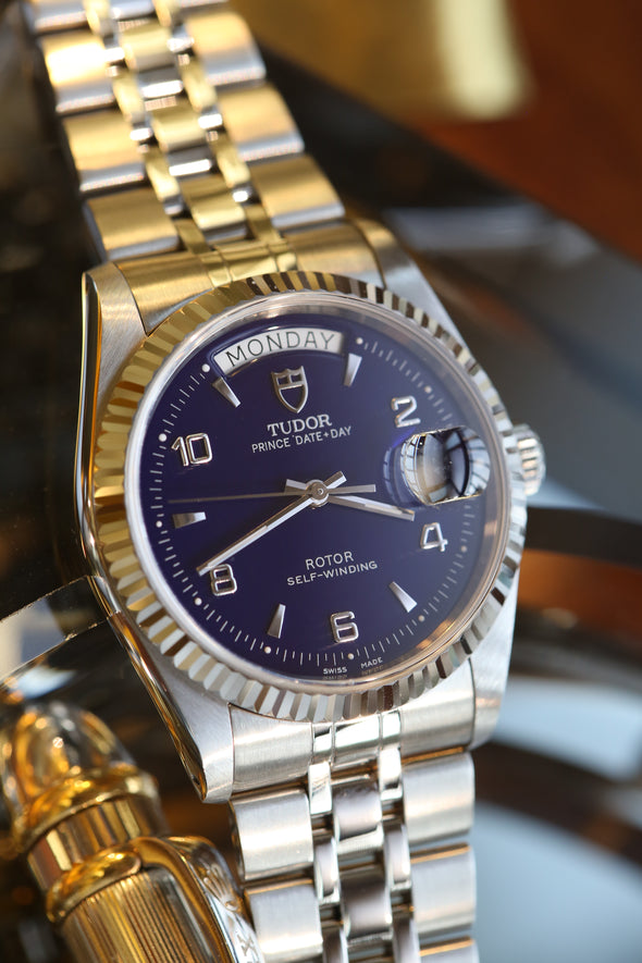 Tudor Prince Date-Day 76214 Blue Arabic Dial Watch