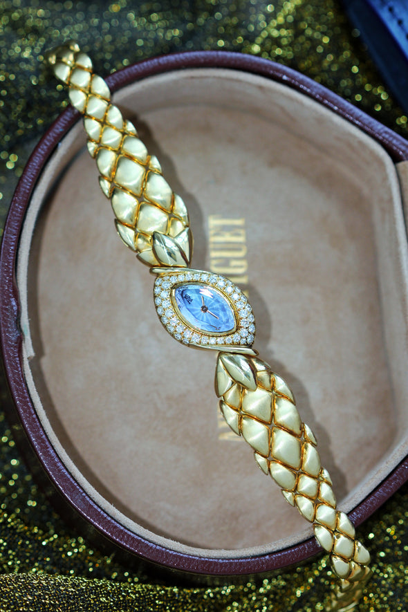 Audemars Piguet Baroque 18K Rose Gold & Diamond  Azure Guilloché Enamel Dial Oval Marquise-Shaped Watch
