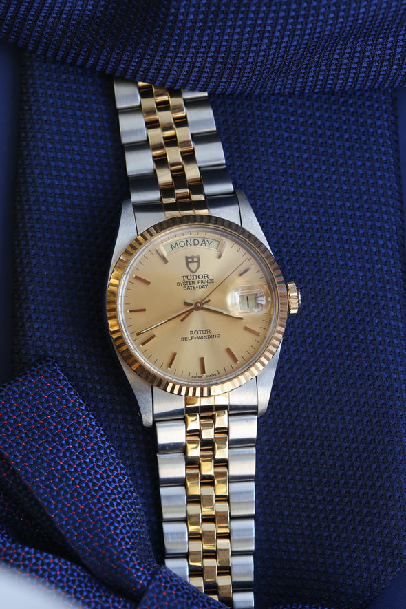 Tudor Oyster Prince Date-Day Champagne Dial Watch Full-Set
