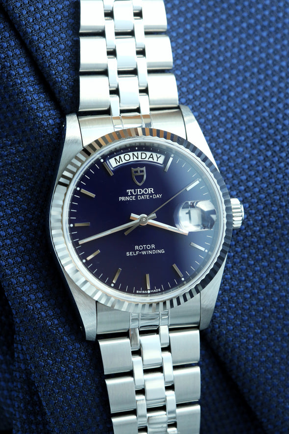 Tudor Prince Date-Day 76214 Rare Blue Dial Watch