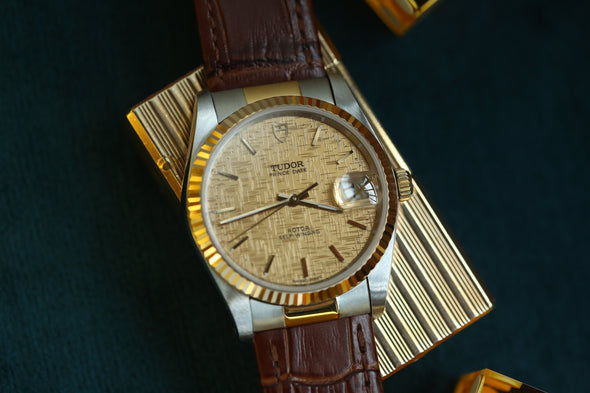 Tudor Prince Date 74033 Gold Linen Dial Watch