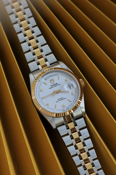Tudor Prince Date-Day 76213 Rare Diamonds Dial Watch