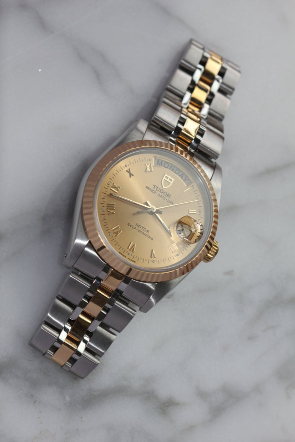 Tudor Prince Date-Day 76213 Automatic Champagne Roman Dial Watch