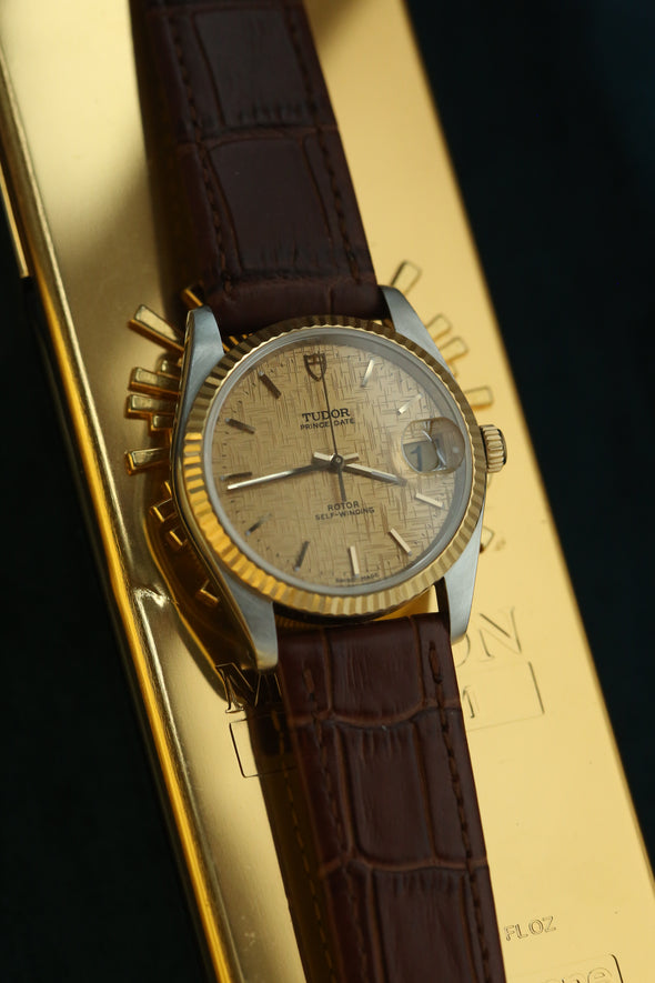 Tudor Prince Date 74033 Gold Linen Dial Watch