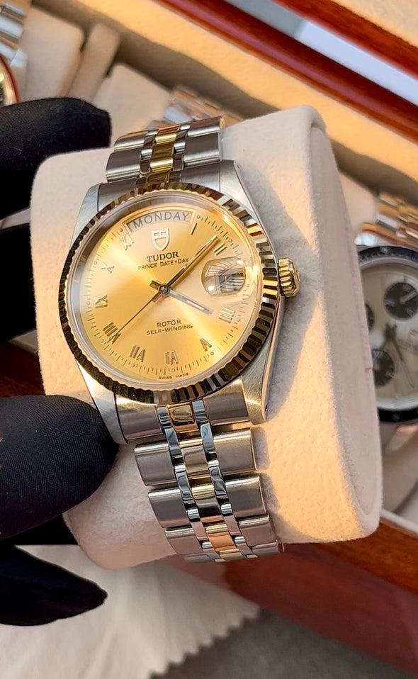 Tudor Prince Date-Day 76213 Automatic Champagne Roman Dial Watch