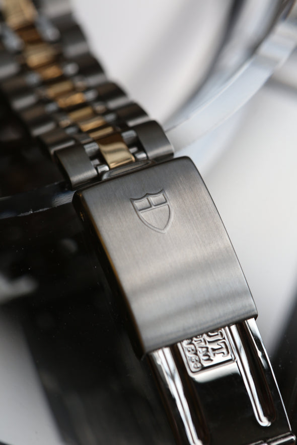 Tudor Prince Date 74033 Blue Sunburst Dial Watch