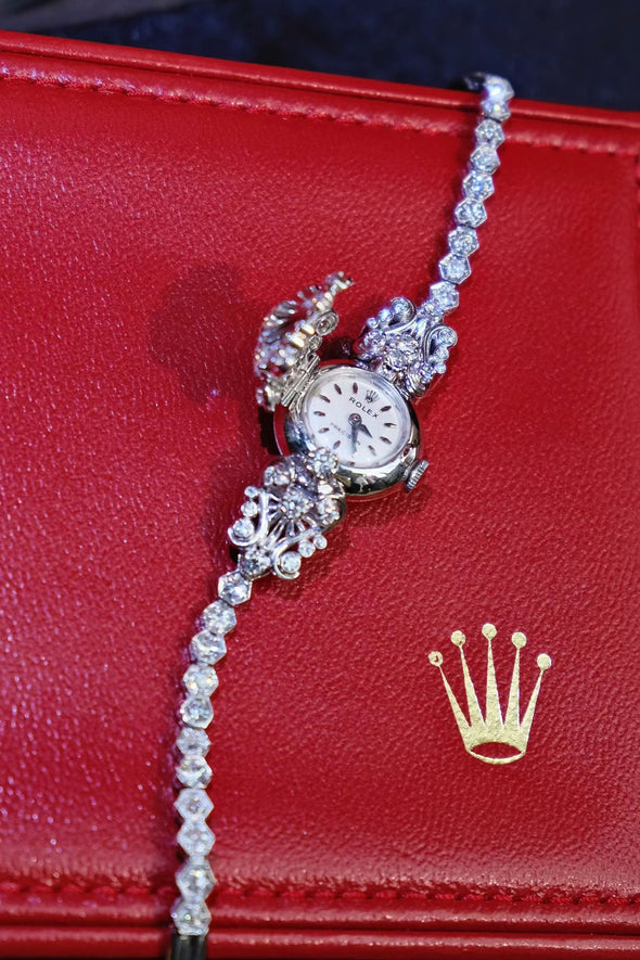 Rolex 18K White Gold Diamonds Cocktail Watch