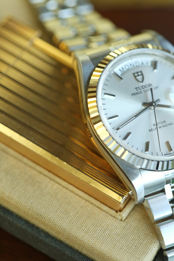 Tudor Prince Date-Day Silver Sunburst Dial NOS