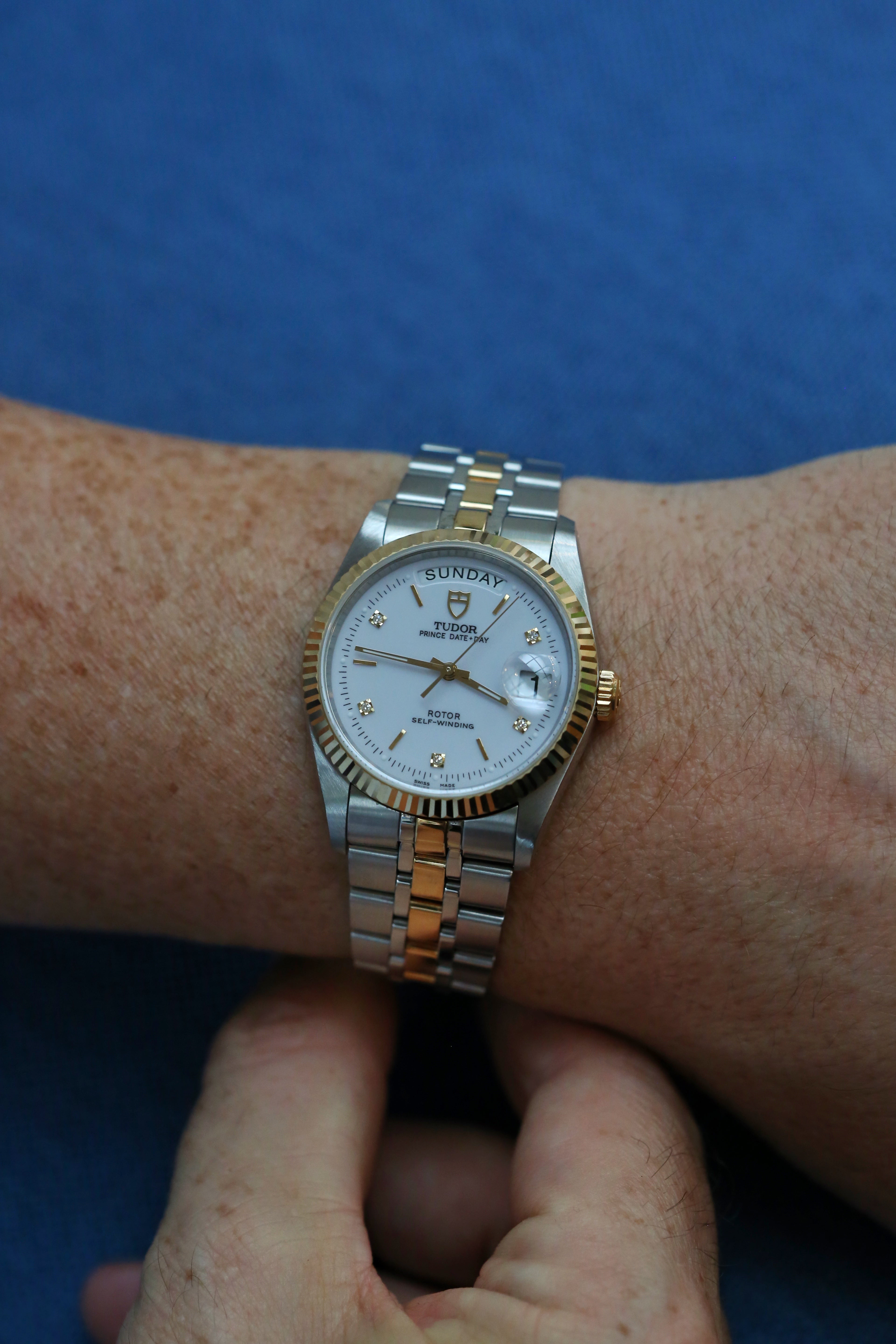 Tudor Prince Date-Day 76213 Rare Diamonds Dial Watch – Mayfair Watch