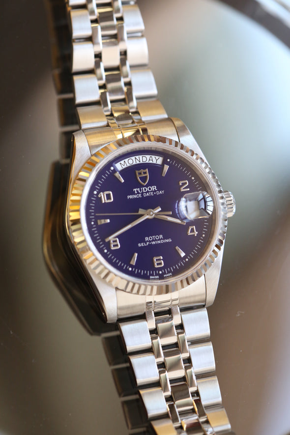 Tudor Prince Date-Day 76214 Blue Arabic Dial Watch