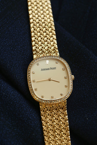Audemars Piguet Vintage 18K YG White Diamonds Dial Watch