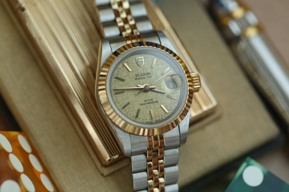 Tudor Princess Champagne Linen Dial Watch Full-Set NOS