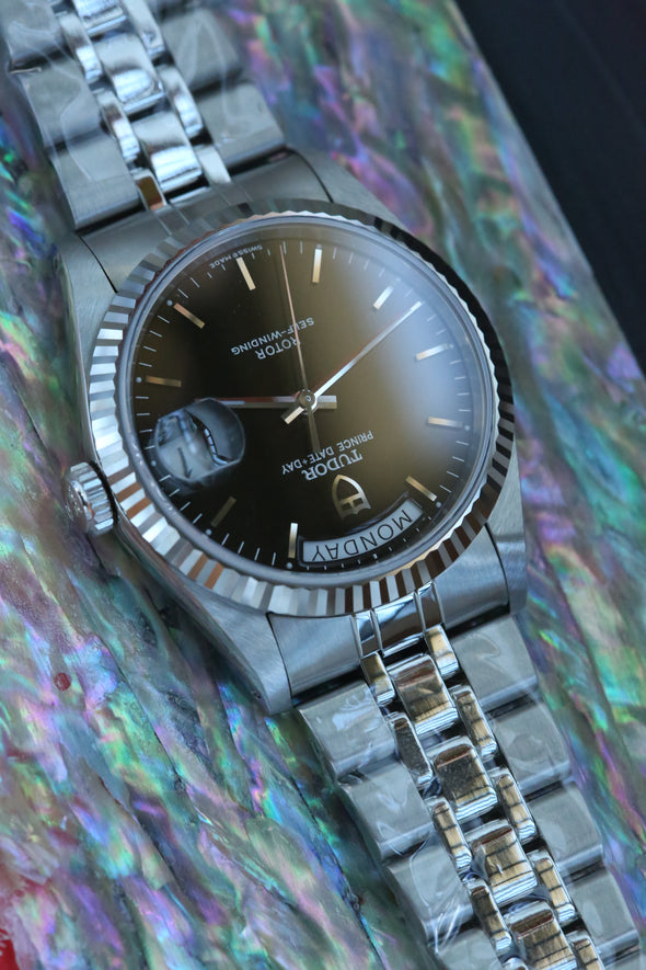 Tudor Prince Date 76214 Black Dial Watch NOS