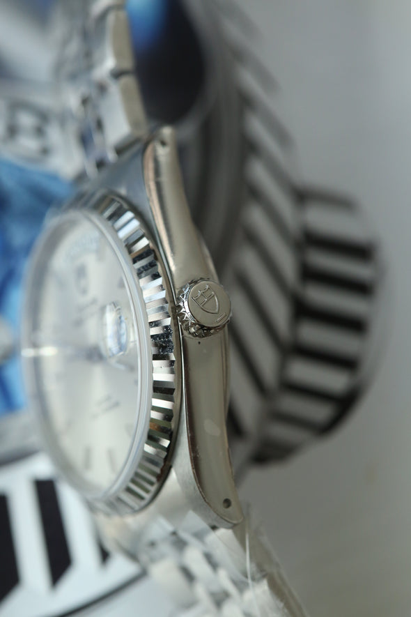 Tudor Prince Date-Day Silver Sunburst Dial NOS