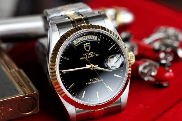 Tudor Prince Date-Day 76213 Automatic Black Dial Watch Full-Set