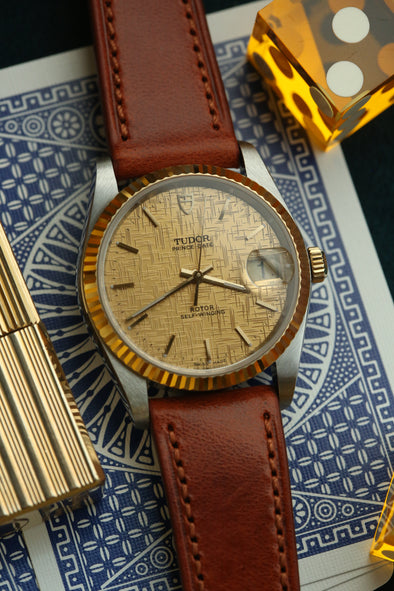 Tudor Prince Date 74033 Gold Linen Dial Watch Full-Set