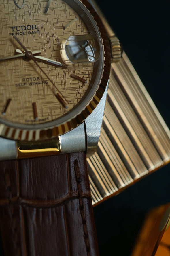 Tudor Prince Date 74033 Gold Linen Dial Watch