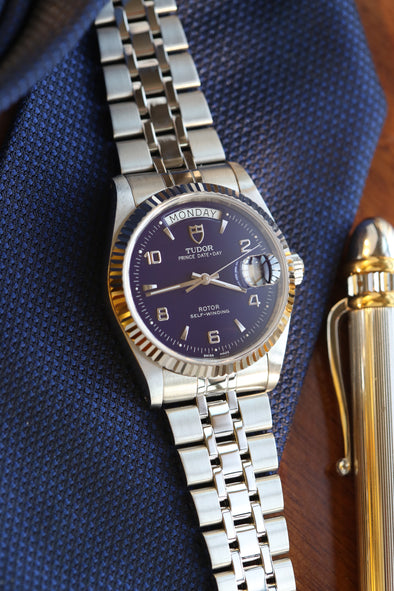 Tudor Prince Date-Day 76214 Blue Arabic Dial Watch
