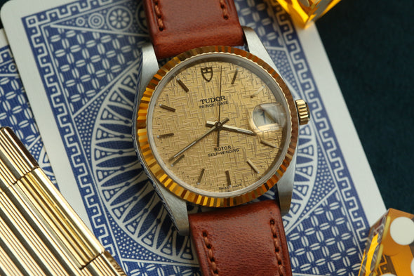 Tudor Prince Date 74033 Gold Linen Dial Watch Full-Set