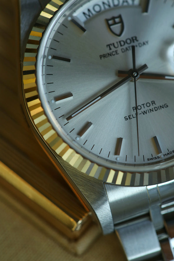 Tudor Prince Date-Day Silver Sunburst Dial NOS