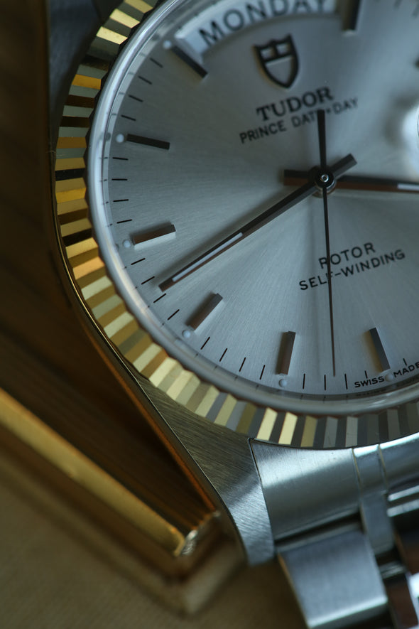Tudor Prince Date-Day Silver Sunburst Dial NOS