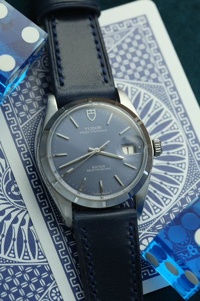 Tudor Oyster Prince Date Blue Dial Watch With Rolex Crown and Case