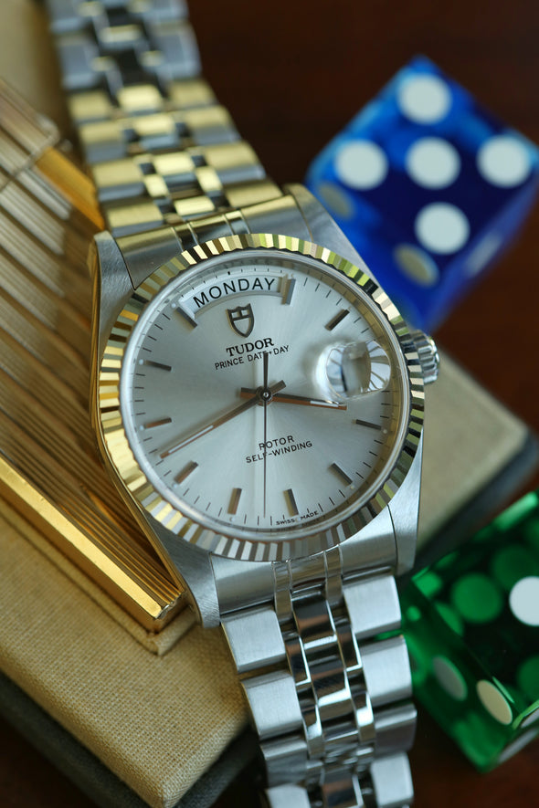 Tudor Prince Date-Day Silver Sunburst Dial NOS
