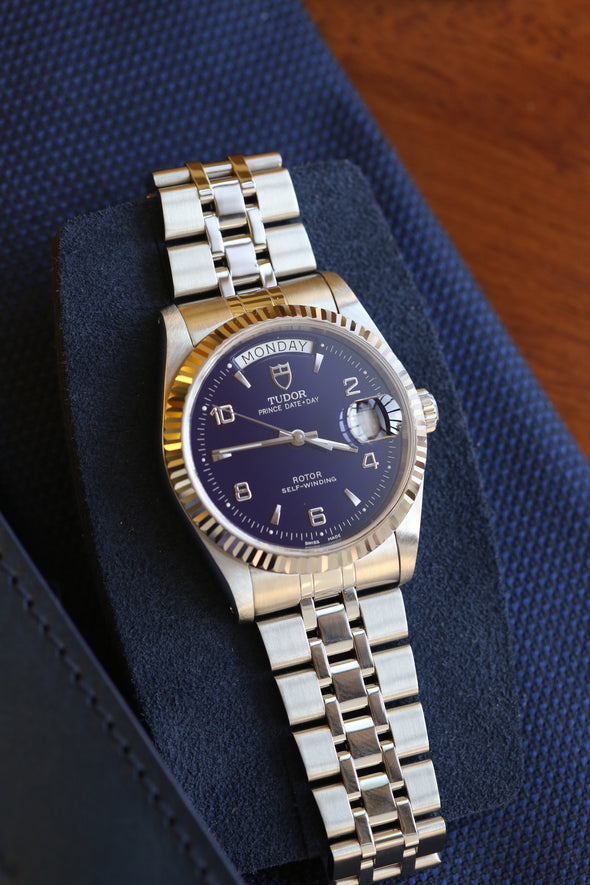 Tudor Prince Date-Day 76214 Blue Arabic Dial Watch