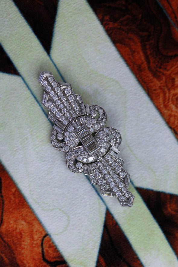 Art Deco Diamonds double-clip Brooch