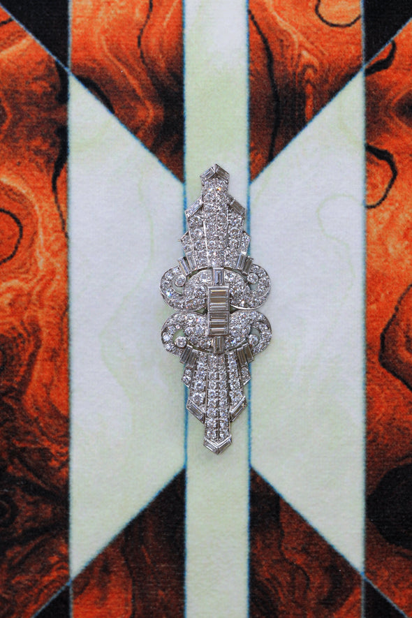 Art Deco Diamonds double-clip Brooch