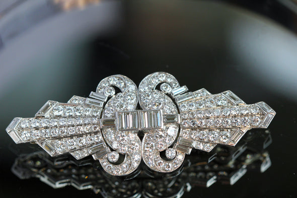 Art Deco Diamonds double-clip Brooch