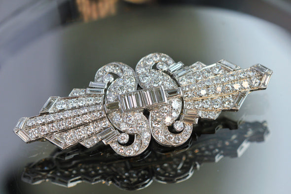 Art Deco Diamonds double-clip Brooch