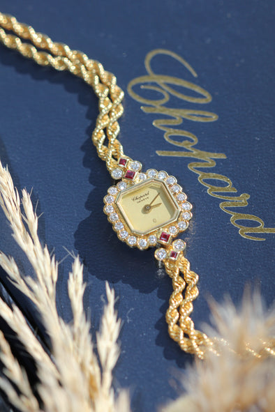 Chopard REF. 5151 Diamonds & Rubies Champagne Dial 18K YG Watch