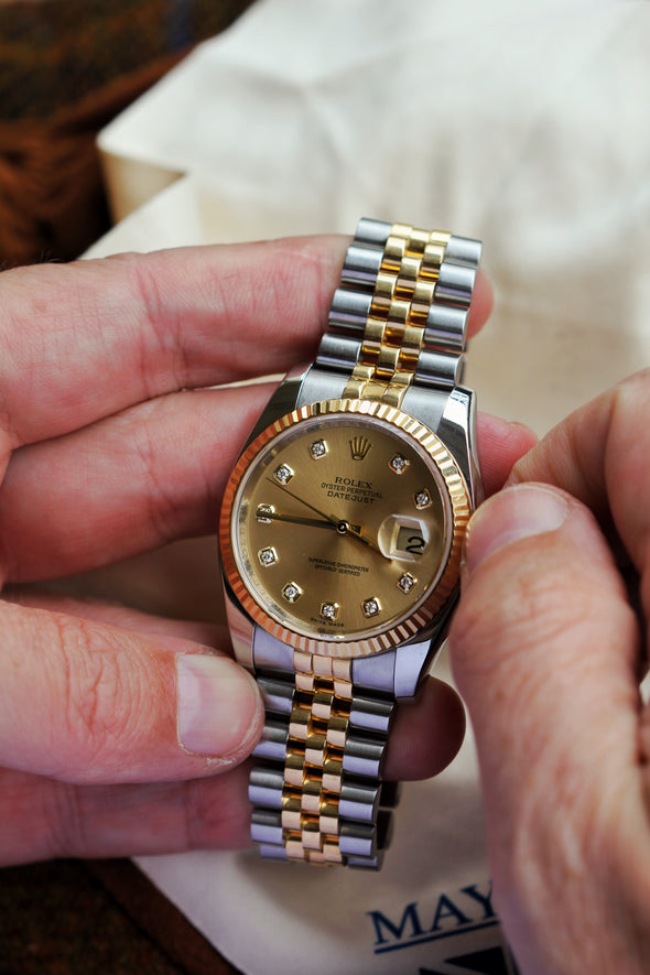 Rolex Datejust 36 Champagne and Diamond dial Ref: 116233