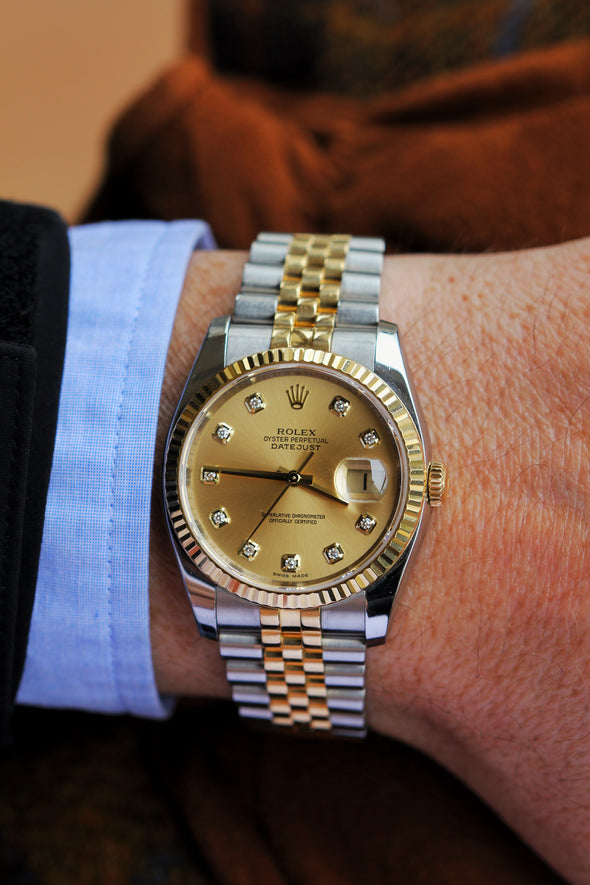 Rolex Datejust 36 Champagne and Diamond dial Ref: 116233