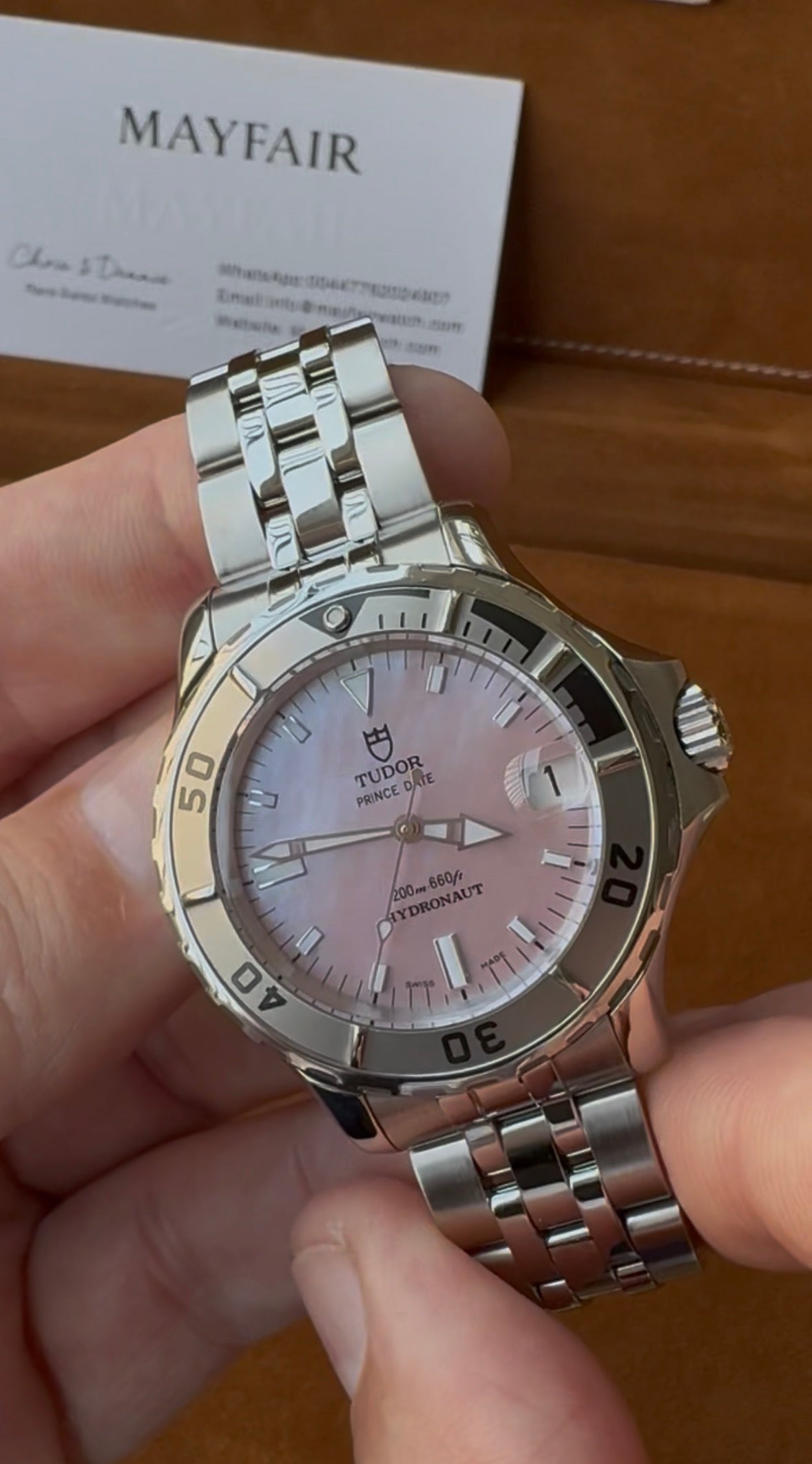 Tudor Prince Date Hydronaut Pink Mother Of Pearl Dial Watch