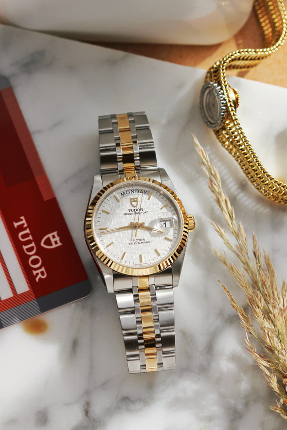 Tudor Prince Date-Day 76213 White Linen Dial watch Full-Set
