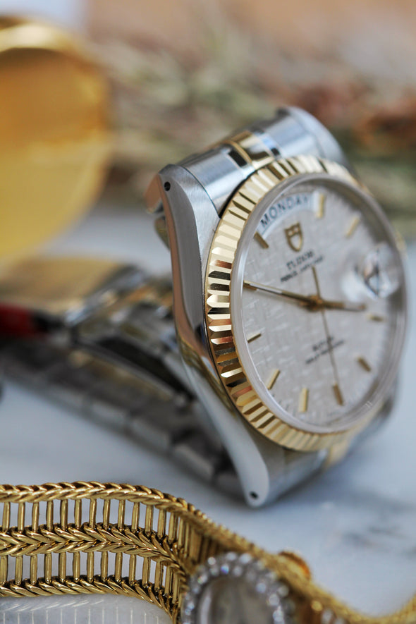 Tudor Prince Date-Day 76213 White Linen Dial watch Full-Set