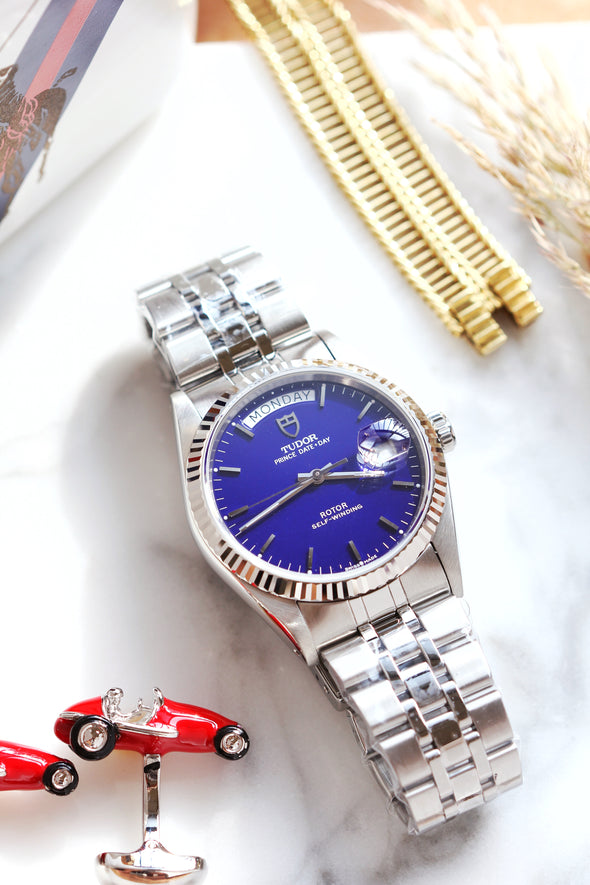 Tudor Prince Day-Date 76214 Extra Rare Blue Dial Watch