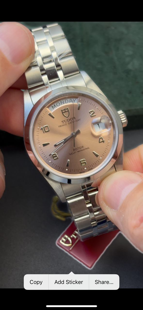 Tudor Prince Date-Day 76200 Salmon Dial Watch NOS