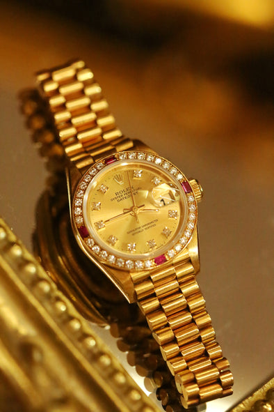 Rolex Datejust Ruby Diamond 69068G Champagne Gold Ladies Watch
