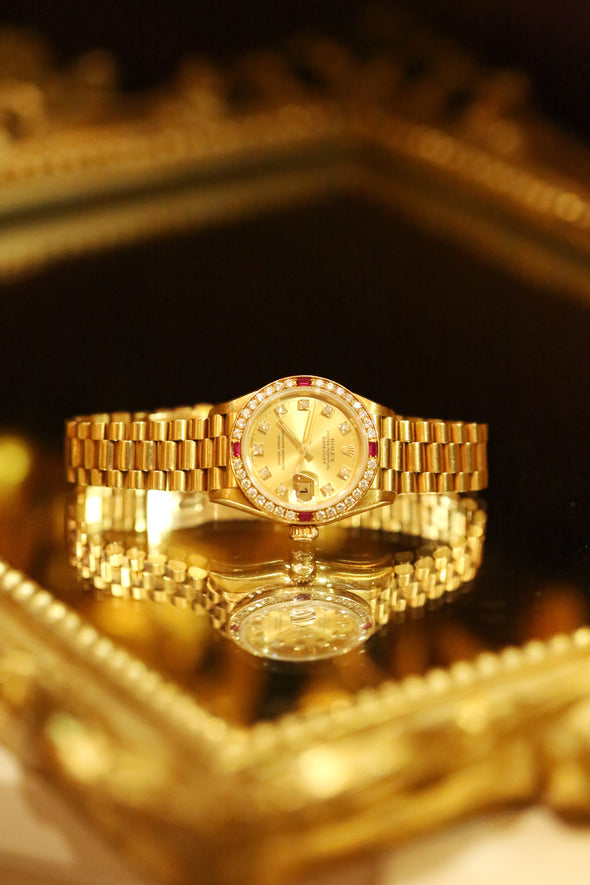 Rolex Datejust Ruby Diamond 69068G Champagne Gold Ladies Watch