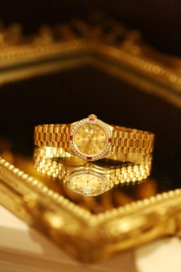 Rolex Datejust Ruby Diamond 69068G Champagne Gold Ladies Watch
