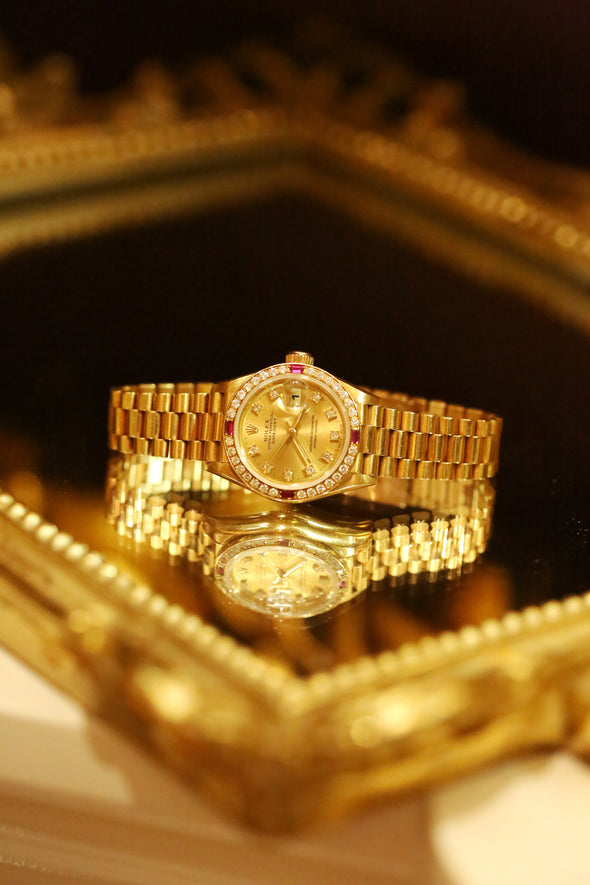 Rolex Datejust Ruby Diamond 69068G Champagne Gold Ladies Watch