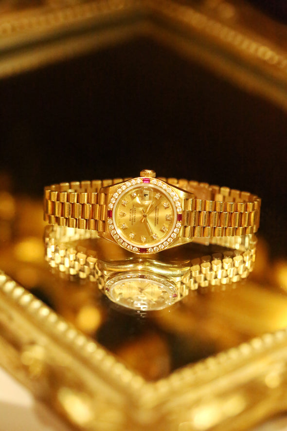 Rolex Datejust Ruby Diamond 69068G Champagne Gold Ladies Watch