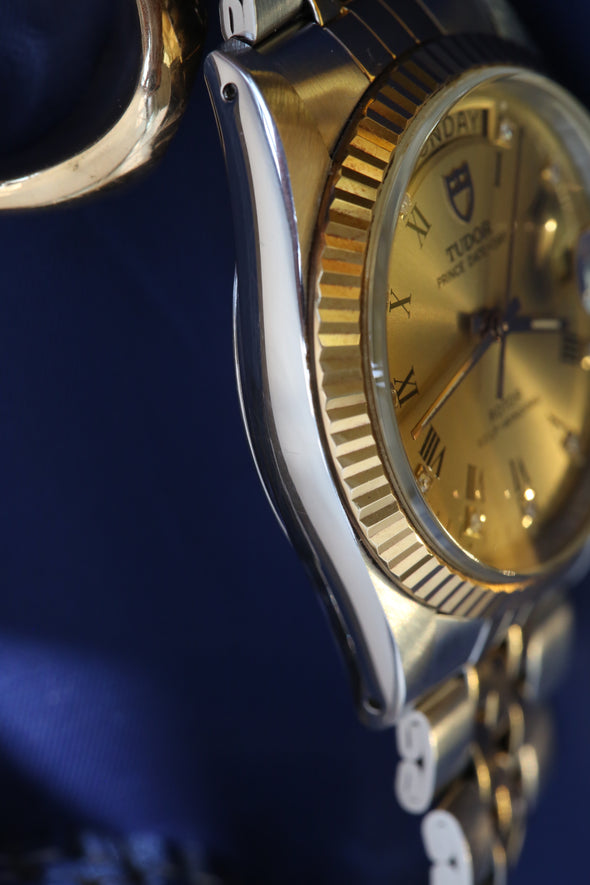 Tudor Oyster Prince Date-Day Champagne Diamonds Dial Watch