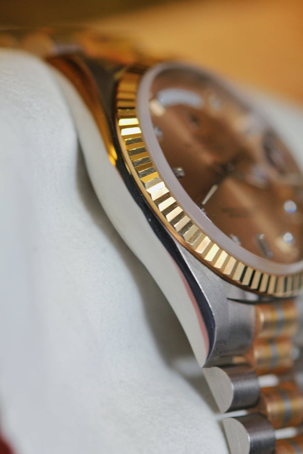 Rolex Oyster Perpetual Day-Date Champagne Diamonds Dial Watch